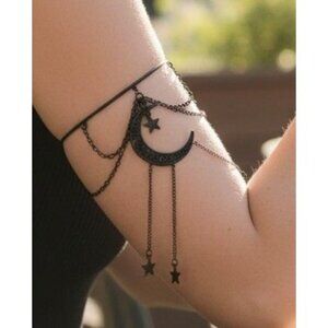 Black Moon Star Arm Cuff - Adjustable Chain - New - Witchcore Ethereal